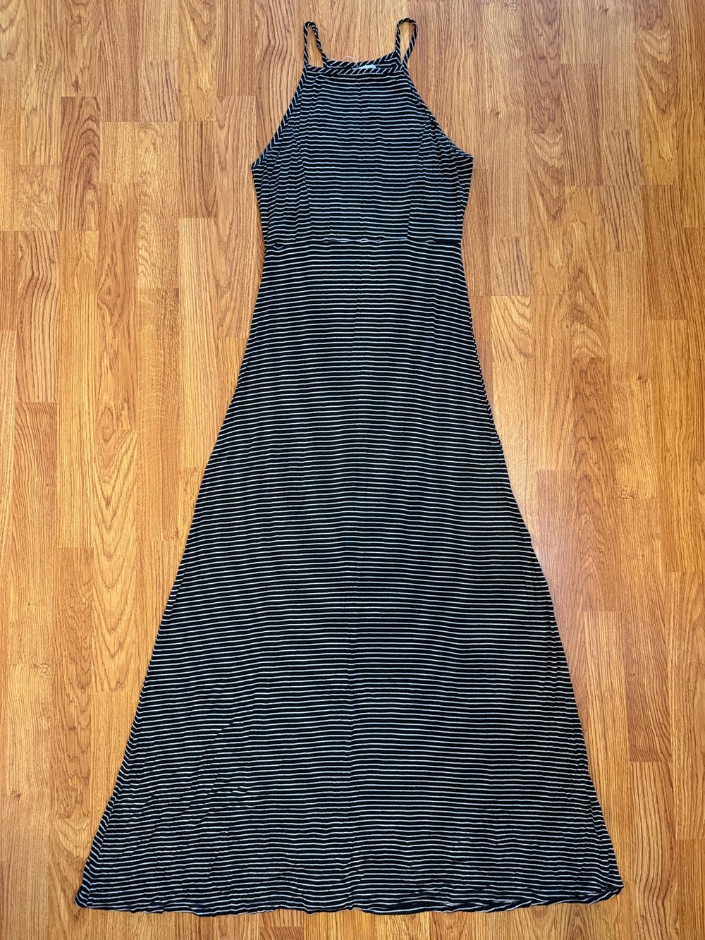 Exist Black and White Striped Halter Maxi Dress